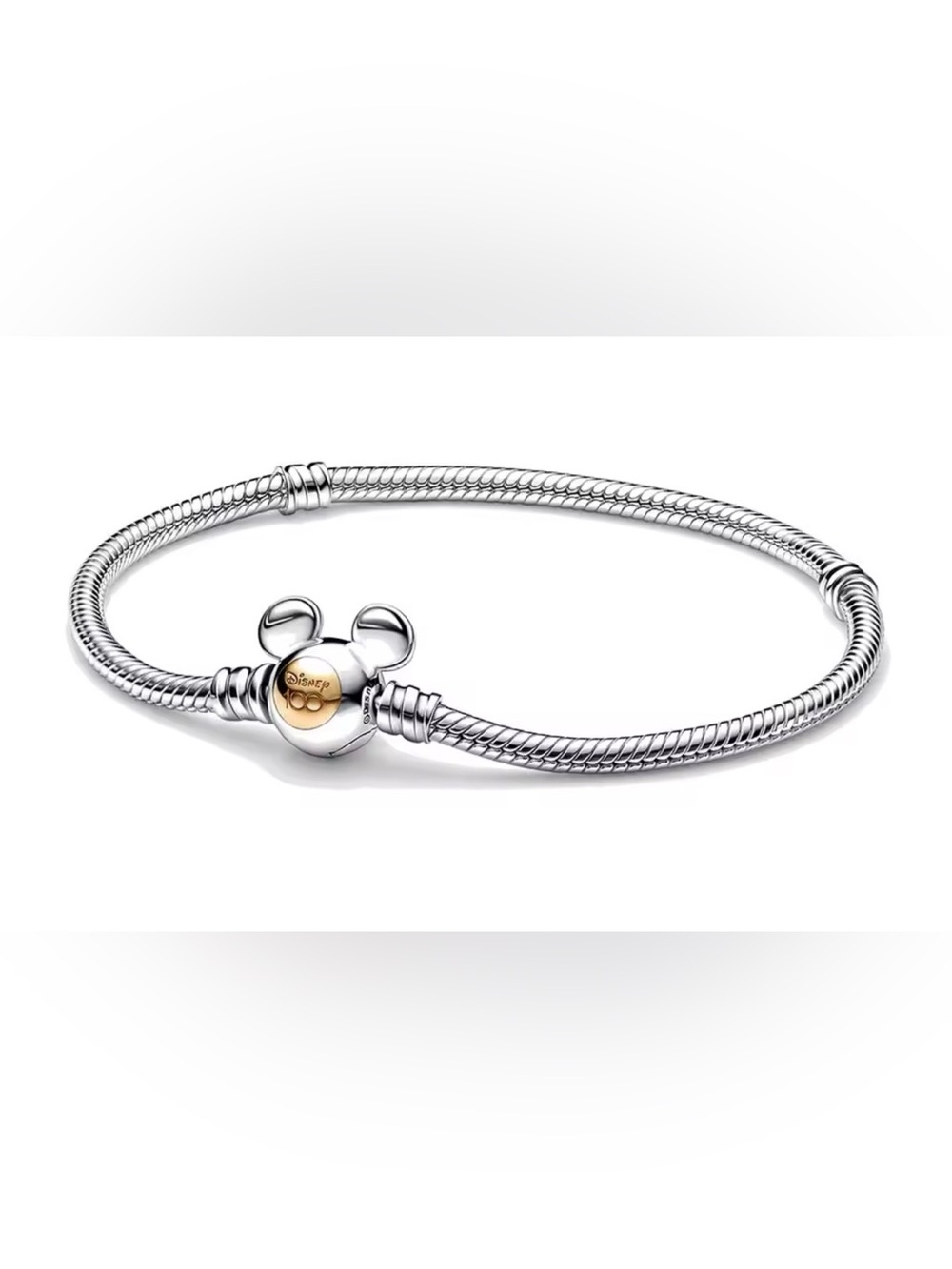Disney 925 Sterling Silver Bracelet with Gold-Accented Mickey 100 Charm